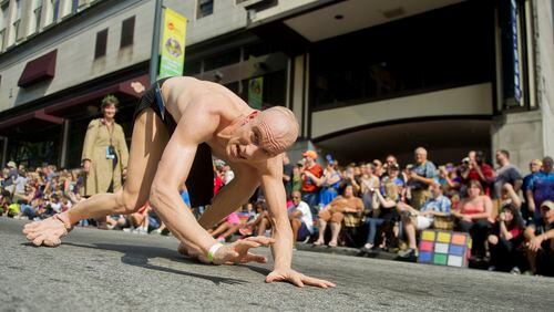 August 31, 2013 Atlanta - Dressed as Gollum, Peter Vander marches in the annual DragonCon parade through downtown Atlanta on Saturday, August 31, 2013. This year 57,000 people were expected to attend the five day long event which is in its 27th year. JONATHAN PHILLIPS / SPECIAL
