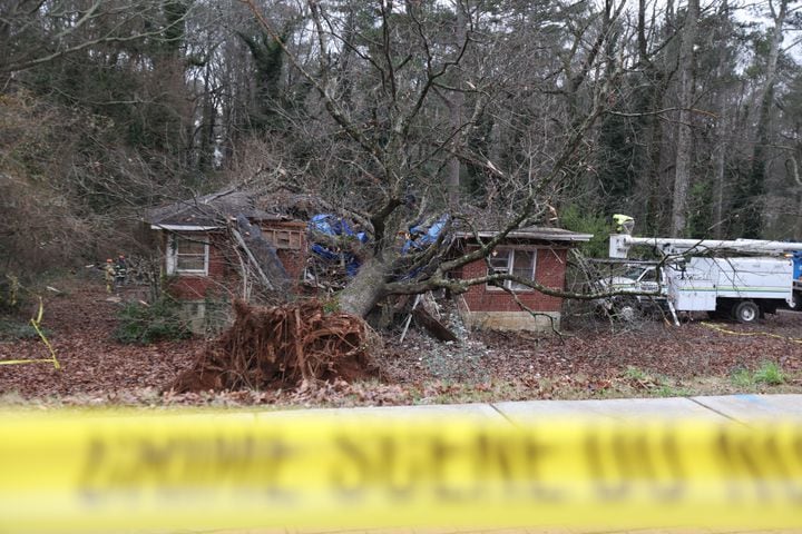 A 5-year-old boy was killed after a tree fell onto his home in DeKalb County, Georgia. It happened just after 5 a.m. along Glenwood Road in Dekalb County. His mother was rescued and later taken to the hospital on Monday, January 3, 2022. Miguel Martinez for The Atlanta Journal-Constitution