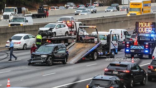 Eight vehicles were involved in the wreck on I-285 East past the I-75 interchange, according to the WSB 24-hour Traffic Center.
