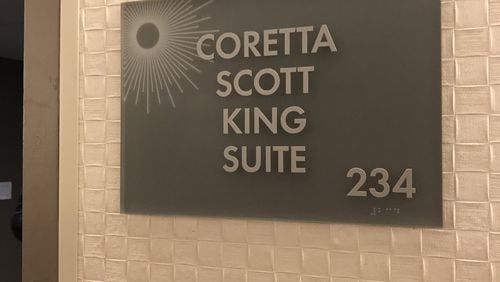 The Hyatt Regency Atlanta downtown recently opened another “named” suite. This one is in honor of civil rights activist Coretta Scott King. SHELIA POOLE / SPOOLE@AJC.COM