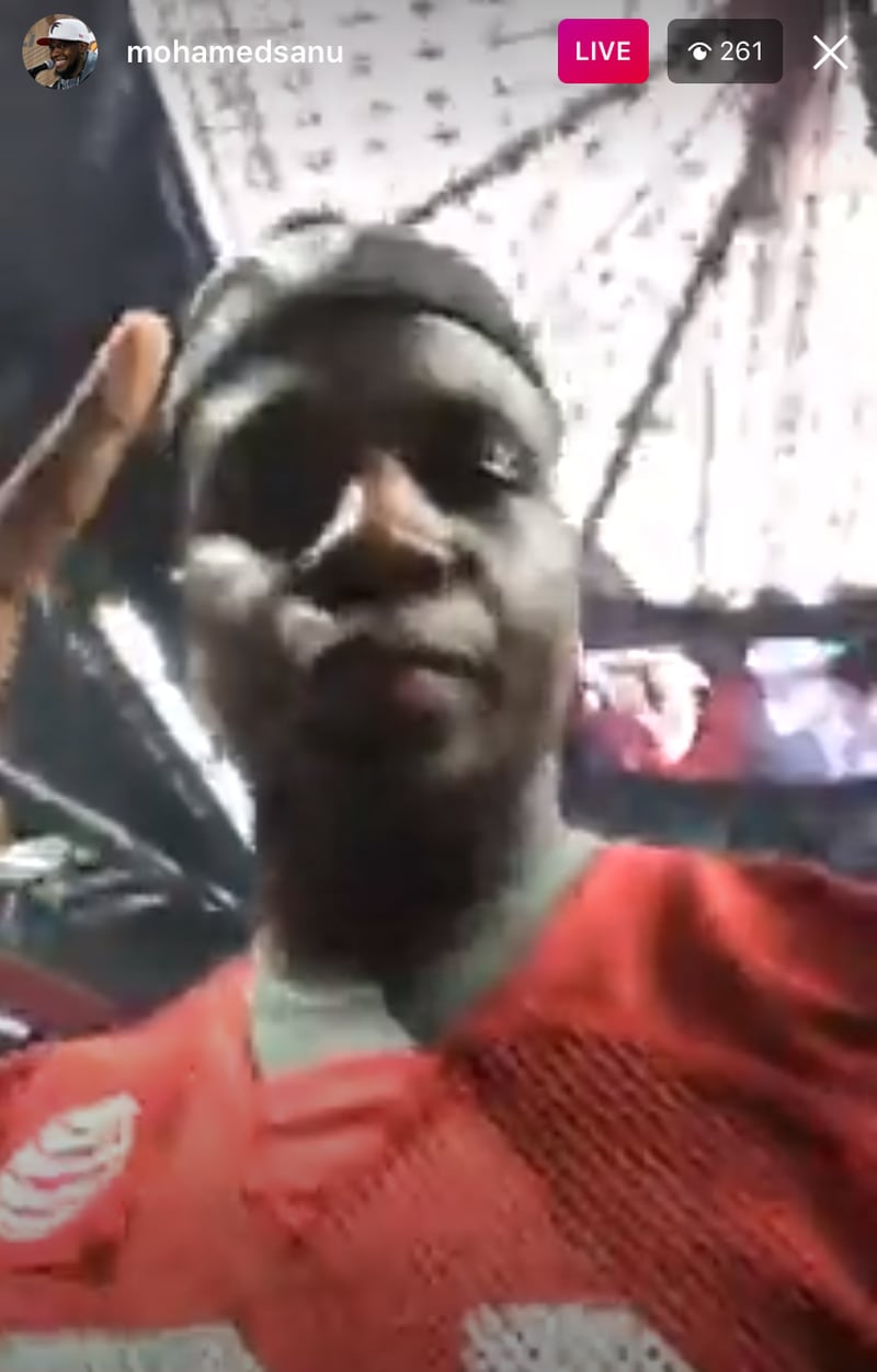 Atlanta Falcons wide receiver Mohamed Sanu on Instagram Live as the Falcons tour Mercedes-Benz Stadium on Friday, Aug. 25, 2017.