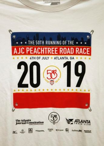 This is the winning 2019 AJC Peachtree Road Race T-shirt design