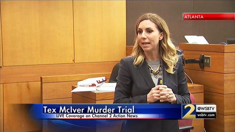 Attorney Amanda Clark Palmer gives the defense's opening statement in the murder trial of Tex McIver on March 13, 2018 in the Fulton County Courthouse. (Channel 2 Action News)