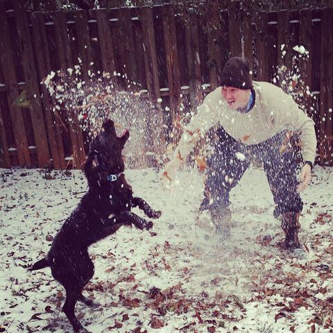 Fun in the snow with @fain1719 and moose! #flyingmoose #helovesthesnow #snow -- @kelsey0marie