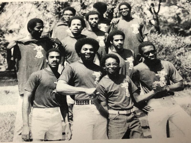 During his senior year, Spike Lee (first row, second from right) poses with a group of friends in the 1979 Morehouse College yearbook. CONTRIBUTED BY MOREHOUSE COLLEGE