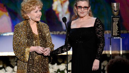 Debbie Reynolds and Carrie Fisher in 2015. (Photo by Kevork Djansezian/Getty Images)