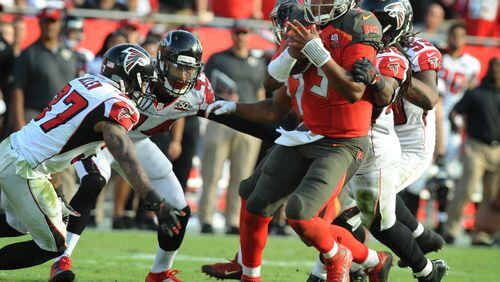 Jameis Winston made the Falcons' defense look silly (and sleepy) last Sunday. (Cliff McBride/Getty Images)