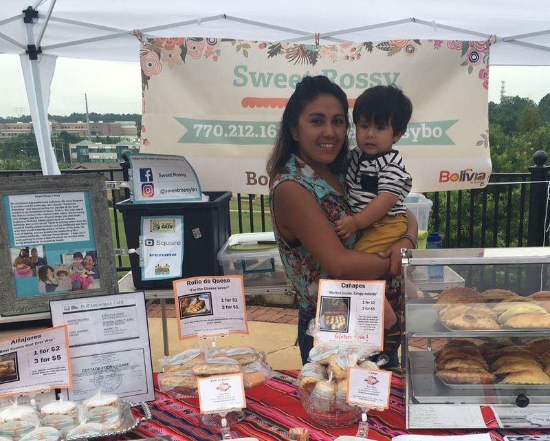 Lesly Sobel sells sweet and savory baked treats in her Sweet Rossy booth at the Avondale Estates Farmers Market. The name pays tribute to her mother’s bakery back home in Bolivia. CONTRIBUTED BY JACOB SOBEL