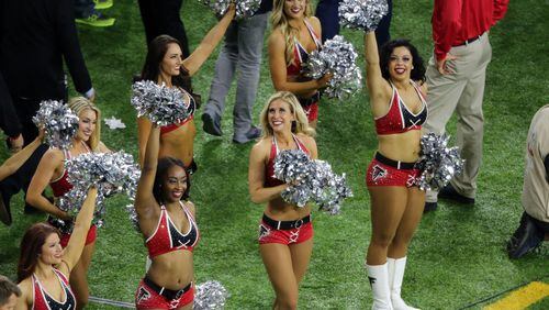 FEBRUARY 5, 2017 HOUSTON TX Falcons cheerleaders on the sideline. The Atlanta Falcons meet the New England Patriots in Super Bowl LI at NRG Stadium in Houston, TX, Sunday, February 5, 2017. John Spink/AJC