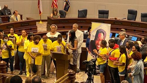 The Fulton County Board of Commissioner on Wednesday declared July 5, 2021 as “Erica Michelle Robinson Remembrance Day” to honor the one-year anniversary of her death. (Ben Brasch/AJC)