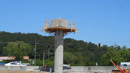 The overhead structure that will hold the new traffic signals for the Displaced Left Turn (DLT) at U.S. 78 and State Route 124/Scenic Highway will be set into place the weekend of May 17-18.