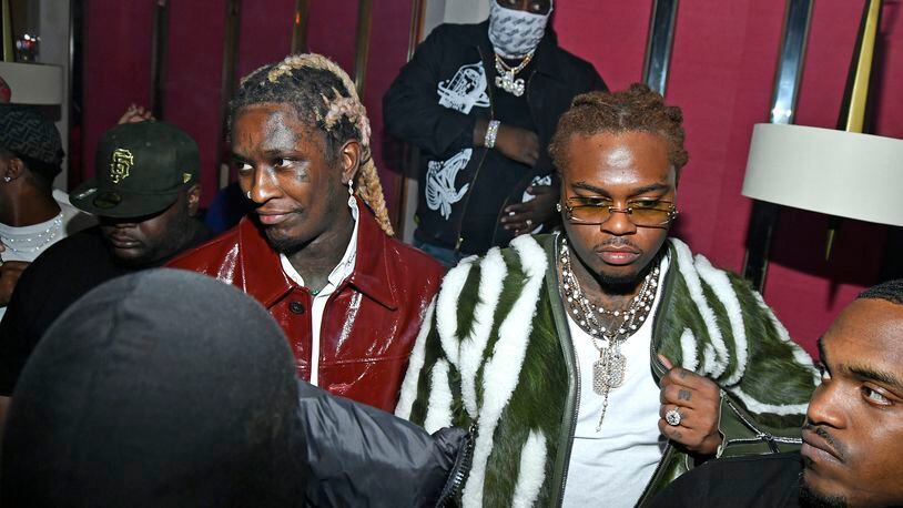 Young Thug (left) and Gunna are set to go on trial in Fulton County in January after a judge denied a request for a continuance.
