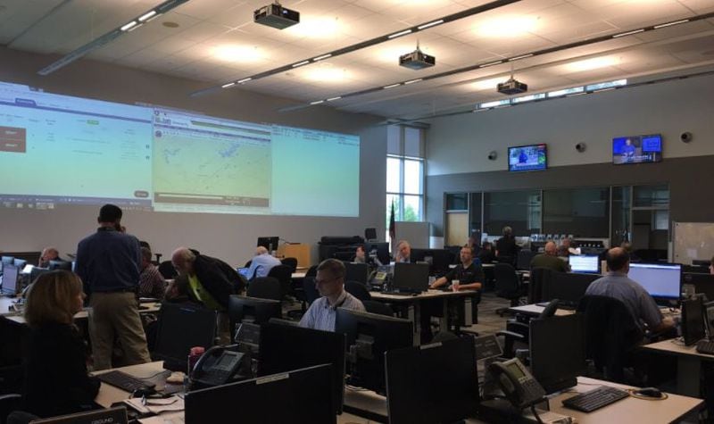 The Gwinnett County Emergency Operations Center is up and running Monday. (via @GwinnettPD)