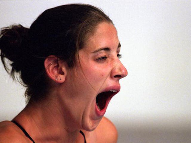 Exaggerated yawning
