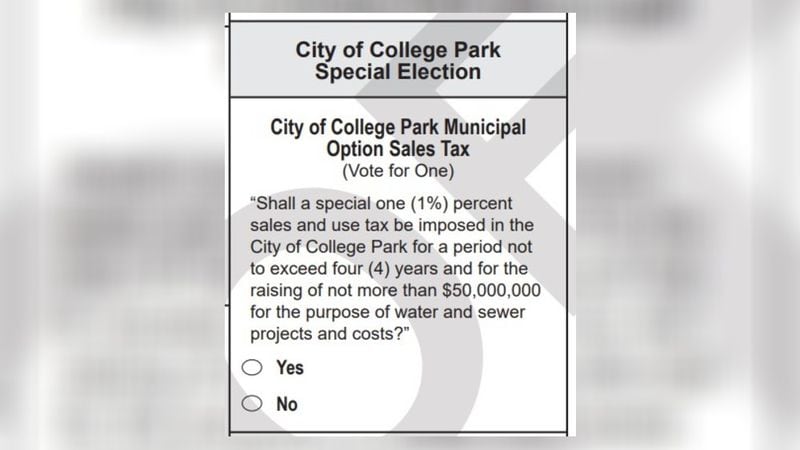 City of College Park: Referendum to extend the Municipal Option Sales Tax, or MOST, a 1-cent sales tax on goods and services within the city.  (Source: Sample ballot)
