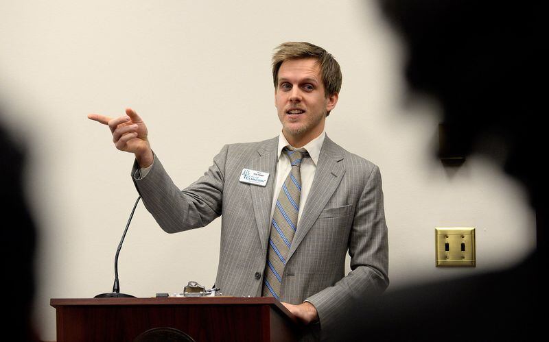 Clarkston Mayor Ted Terry in 2014 at the Georgia Capitol in Atlanta, where he spoke about the benefits refugees bring to Georgia. 
