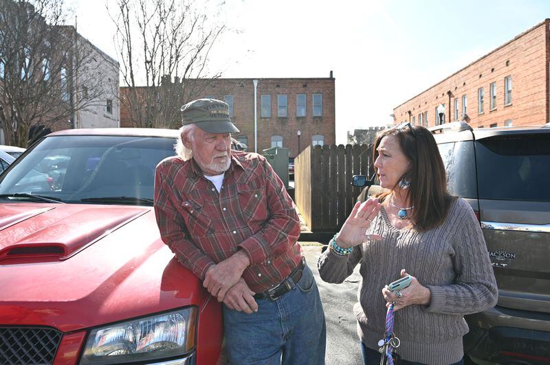 Joe Scarborough and his girl friend Sheila Hill share their thoughts on school employee prioritized for COVID vaccination in downtown Elberton on Wednesday, January 27, 2021.  (Hyosub Shin / Hyosub.Shin@ajc.com)