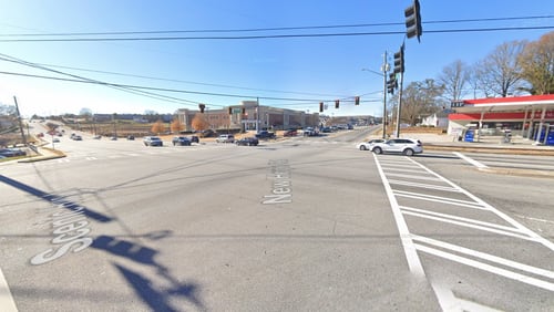 Lawrenceville will start adding more lanes near the intersection of Scenic Highway and New Hope Road/Jackson Street later this year. (Courtesy of Google Maps)