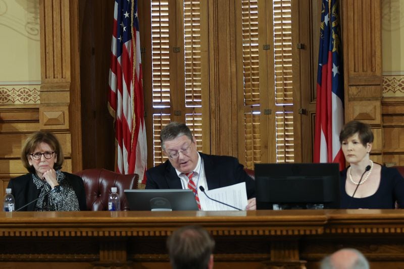 State Elections Board Chairman Matthew Mashburn speaks in May 2022 as the board considers allegations of fraud following the release of the movie "2000 Mules." Miguel Martinez / miguel.martinezjimenez@ajc.com