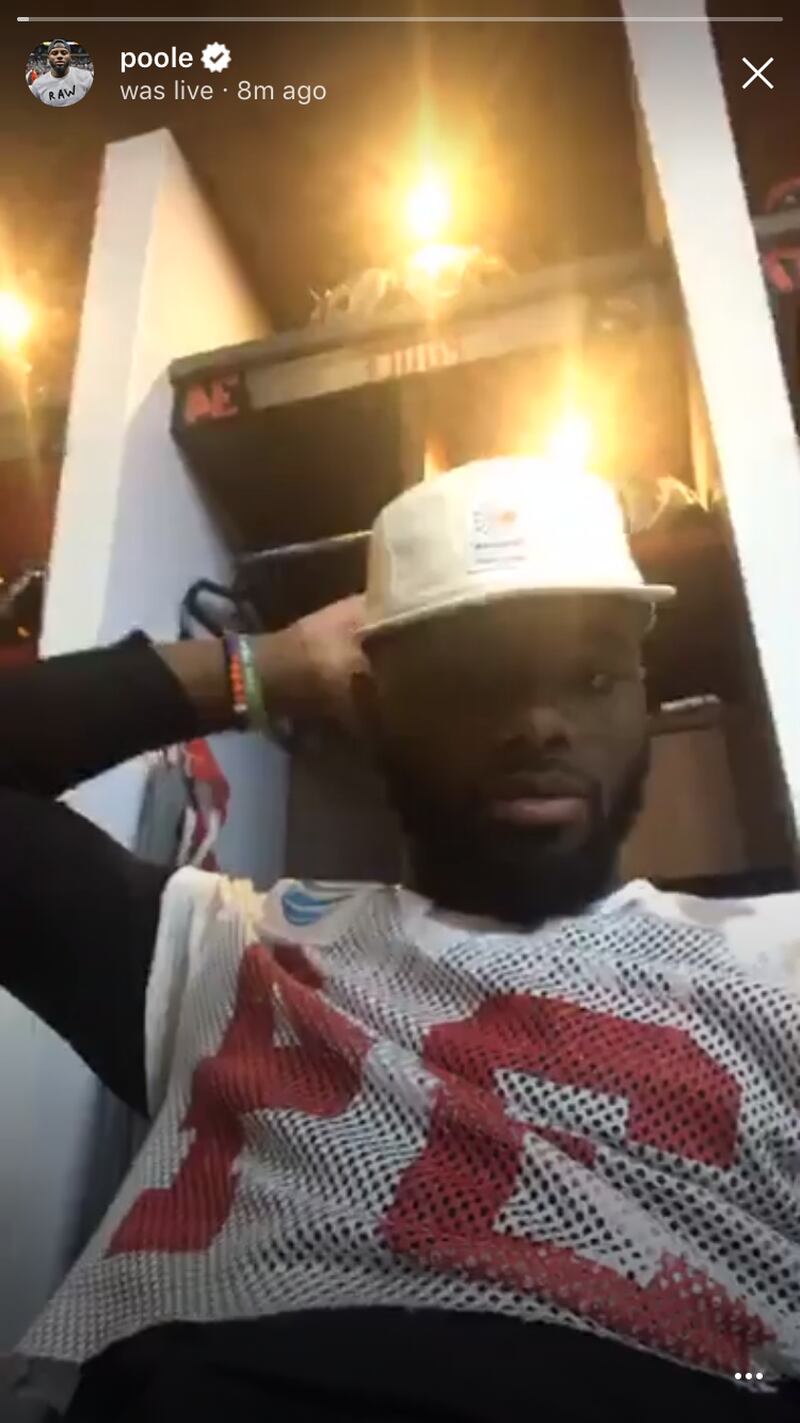 Atlanta Falcons cornerback Brian Poole posts a video on Instagram as the Falcons tour Mercedes-Benz Stadium on Friday, Aug. 25, 2017.