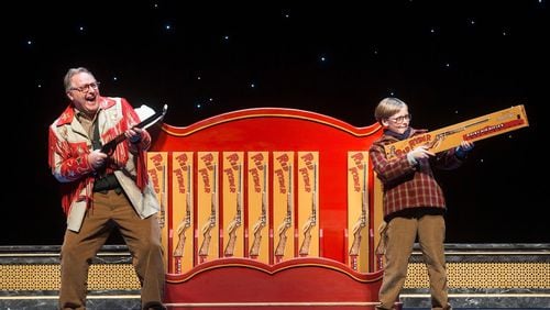 Chris Carsten as Jean Shepherd and Myles Moore as Ralphie in “A Christmas Story: The Musical,” which is coming to the Fox Theatre Nov. 29-Dec. 4. CONTRIBUTED BY JESSE SCHEVE
