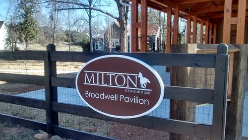 Broadwell Pavilion is an open pavilion with stone fireplace, available for public rental from the Milton Parks and Recreation Department. CITY OF MILTON
