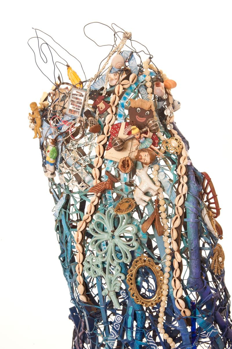 "Blue Dress" (2017), mixed media assemblage, by Lillian Blades, a participating artist in "She Is Here."
Courtesy of Ron Witherspoon