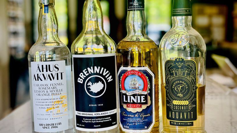 Here are some of the aquavits on the market. Krista Slater for The Atlanta Journal-Constitution