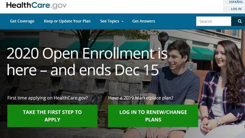 A screenshot for healthcare.gov, the federal enrollment website for health insurance under the Affordable Care Act, also known as Obamacare, on Nov. 9, 2019.