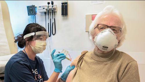 Braselton resident Dorothy Scott, 91, participated in a COVID-19 vaccine trial organized by Emory University. The university was involved in the Moderna vaccine research, which has applied for emergency use approval from the federal government. PHOTO CREDIT: EMORY UNIVERSITY.