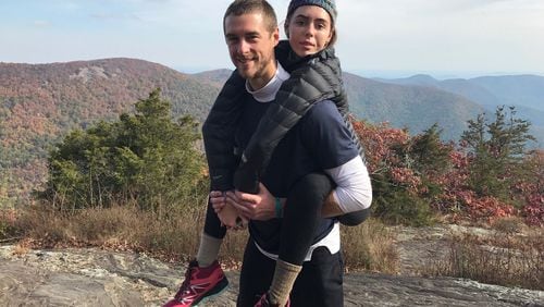 Carden and Spencer Wyckoff, who are sister and brother, participated recently in a piggyback hike through part of the Appalachian Trail. Carden, 23, was diagnosed with a form of muscular dystrophy when she was a child. CONTRIBUTED