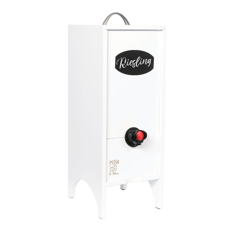 The Wine Nook dispenser comes with a 3-liter bag (the equivalent of four bottles of wine) to fill with whatever you are serving. Courtesy of Wine Nook