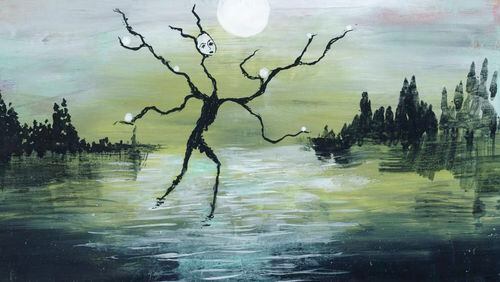 This untitled painting is the creation of Hazel Cline, one of the Atlanta Surrealists who are presenting a pre-Halloween event October 20-23.