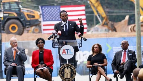 With the presence of HUD Deputy Secretary Adrienne Todman, Atlanta Mayor Andre Dickens delivered a speech at the groundbreaking ceremony for Ashley Scholars Landing II. This development will comprise 212 mixed-income housing units and over 240 parking spaces. The funding for the Scholars Landing complex comes from a combination of state, city, private, and federal sources.Miguel Martinez /miguel.martinezjimenez@ajc.com