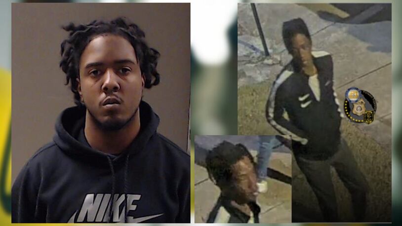 Kendell Torrence (left) was arrested Thursday in the killing of a 17-year-old in DeKalb County, police said. The "main suspect" (right) remains at large and police said they are working to identify him.