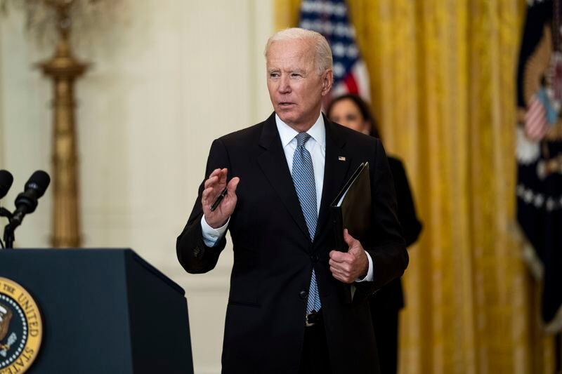 President Joe Biden leaves the room after speaking about the COVID-19 response at the White House in Washington on May 17. So far, Biden has moved quickly to nominate seven people to fill eight vacancies on the nation's federal appeals courts. (Doug Mills/The New York Times)