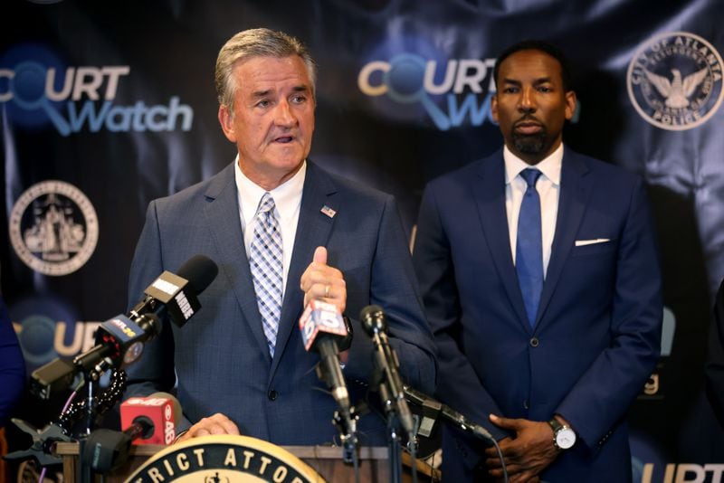 Dave Wilkinson, Atlanta Police Foundation President and CEO (left) and Atlanta Mayor Andre Dickson both oppose the creation of a "Buckhead City." (Jason Getz/The Atlanta Journal-Constitution)