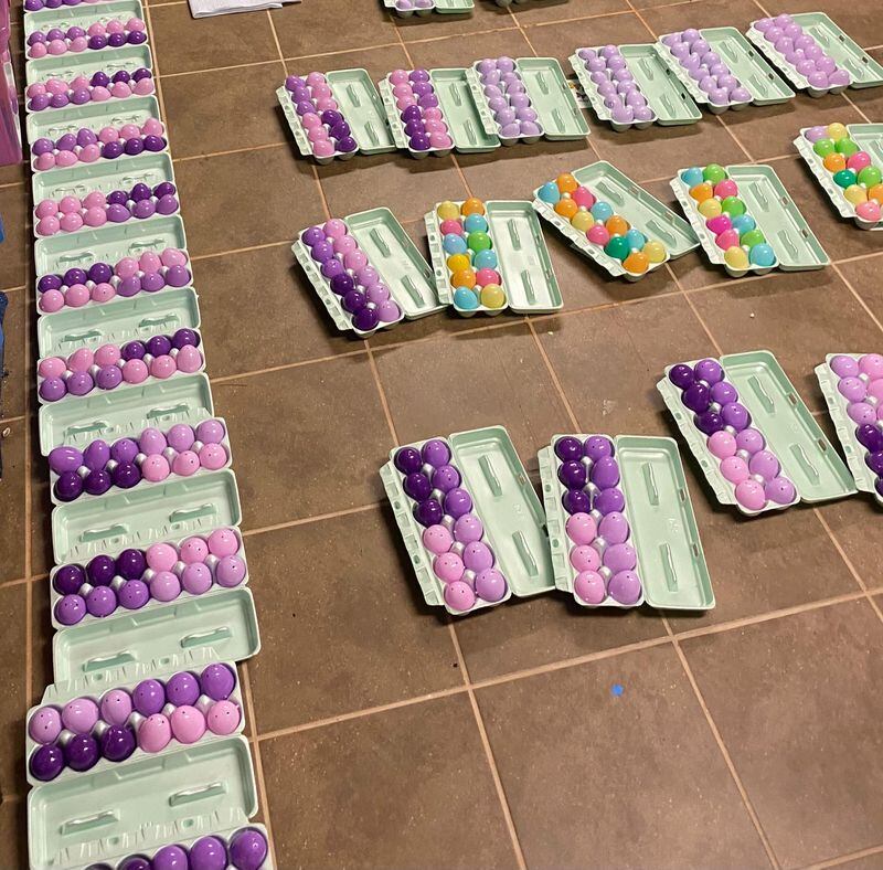 The Spady family created more than 60 Resurrection Easter Egg kits before distributing them to other families in the Lutheran Church of the Redeemer congregation. 
Courtesy of Michelle Spady