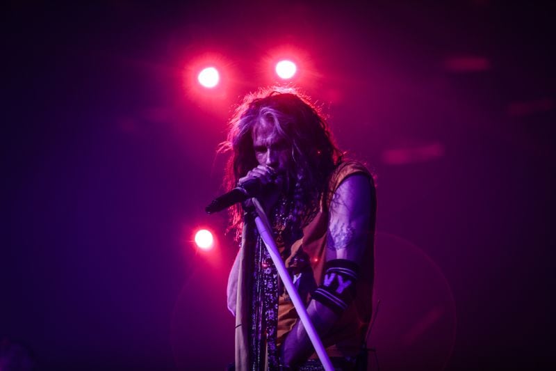 Aerosmith's Steven Tyler has a pensive moment onstage in Las Vegas.  Photo: Katarina Benzova