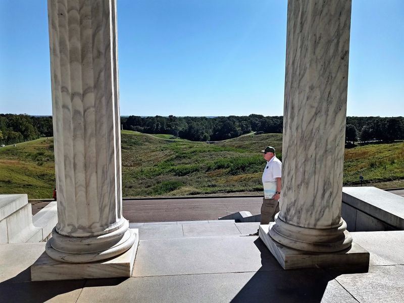 Rick Martin, retired head ranger of Vicksburg National Military Park and licensed battlefield tour guide, takes in a view of the historic battlefield from the steps of the Illinois Memorial.
(Courtesy of Blake Guthrie)