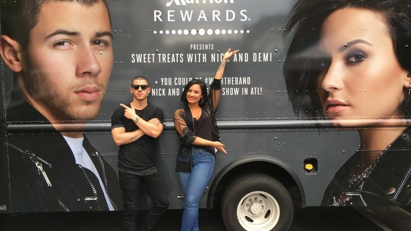 The dynamic duo stopped by Atlantic Station on Tuesday. Photo: Courtesy of Philly Mack and Marriott Rewards