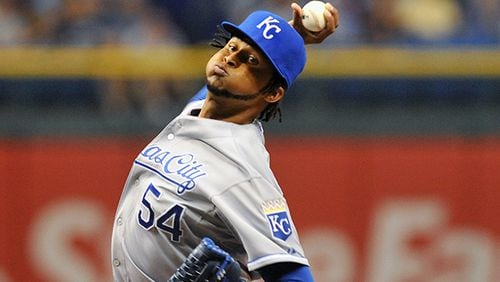 ST. PETERSBURG, FL - JUNE 13: Pitcher Ervin Santana #54 of the Kansas City Royals starts against the Tampa Bay Rays June 13, 2013 at Tropicana Field in St. Petersburg, Florida. The Royals won 10 - 1. (Photo by Al Messerschmidt/Getty Images) Ervin Santana owns a career 105-90 record with a 4.19 ERA in 268 appearances. (Al Messerschmidt / Getty Images)