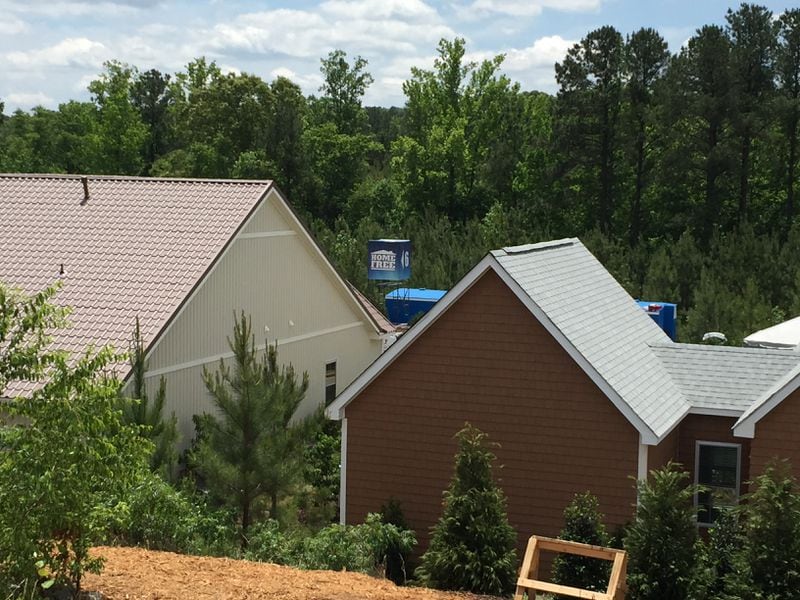 A back view of some of the near finished homes for "Home Free." CREDIT: Rodney Ho/rho@ajc.com