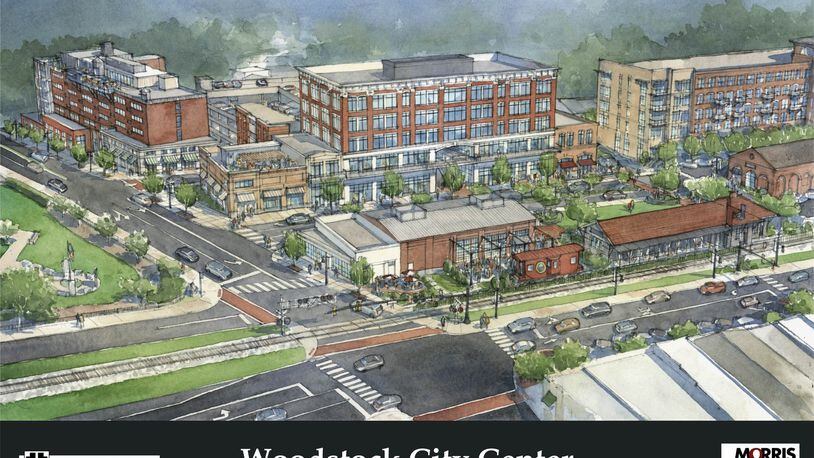 With the project expected to be completed in three years, a rendering of the Woodstock City Center was presented recently by city officials on the city's Facebook page at facebook.com/WOODSTOCKGAGOVT. (Courtesy of Woodstock/Tim Vaccaro)