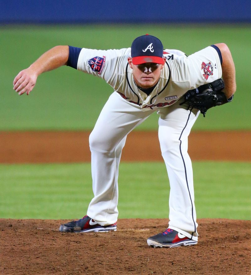 081014 ATLANTA: Braves closer Craig Kimbrel closes out the Nationals in the ninth inning for a 3-1 victory in a MLB game on Sunday, August 10, 2014, in Atlanta. CURTIS COMPTON / CCOMPTON@AJC.COM Craig Kimbrel was traded on the eve of Opening Day. (Curtis Compton/AJC photo)