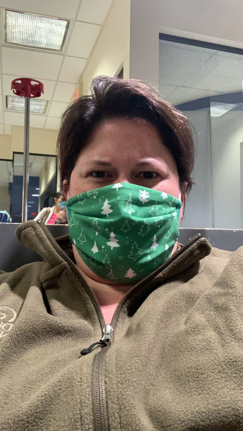 Laurie Wilson, of Gainesville, took this selfie photo on Monday during her six-hour wait in the emergency room at Northeast Georgia Medical Center.