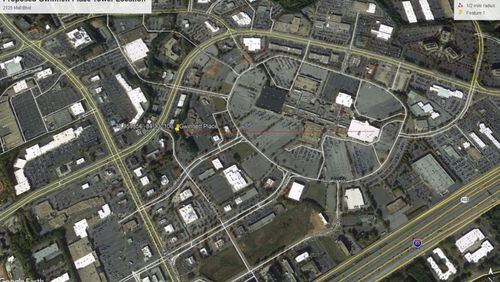 Gwinnett recently approved a request to construct a 195-foot monopole telecommunication tower with a 4-foot lightning rod at 2125 Mall Boulevard near Gwinnett Place Mall in Duluth. (Courtesy Gwinnett County)