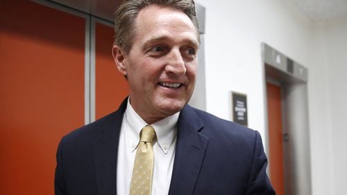 Sen. Jeff Flake, R-Ariz., leaves a meeting with a bipartisan group of senators, Monday Jan. 22, 2018. Earlier this month Flake used a Senate speech to rip President Donald Trump’s use of “despotic language to refer to the free press,” saying, “This is reprehensible.” (AP Photo/Jacquelyn Martin)