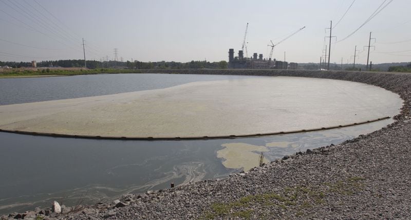 Coal ash is stored onsite in a retention pond in Smyrna. (Bob Andres, bandres@ajc.com)