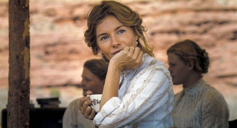 This image released by Warner Bros. Pictures shows Sienna Miller in a scene from "Horizon: An American Saga - Chapter 1." (Warner Bros. Pictures via AP)